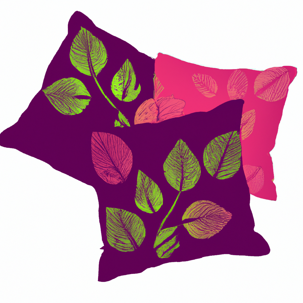 colorful pillows with leaf prints DIY